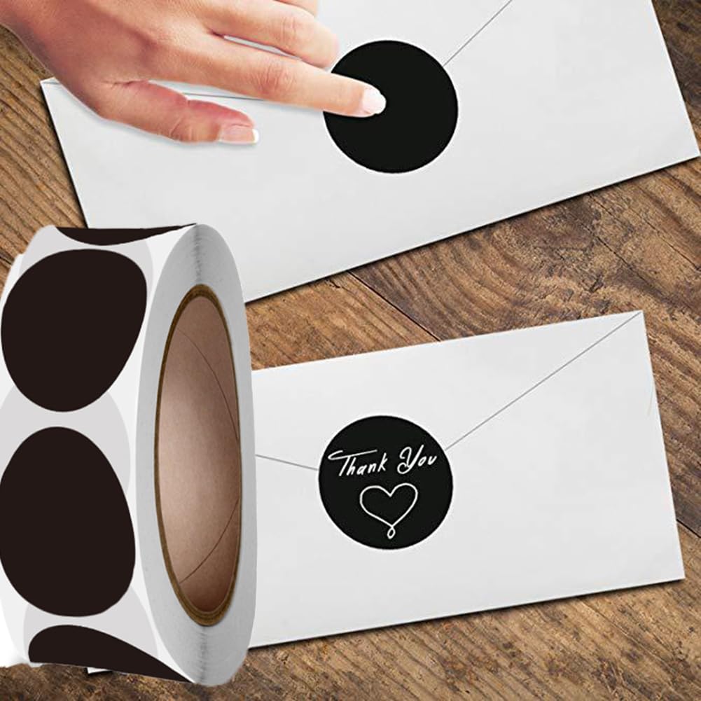 1000PCS Kraft Circle Stickers Dot Stickers, 1 Inch Round Blank Garage Sale Price Stickers Kraft Coding Tag Labels Brown Natural Envelope Seals for Home Classroom Jam Canning Jar Labels (Black)