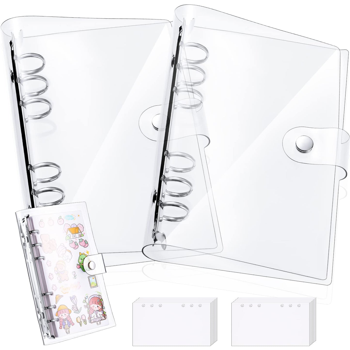 Reusable Sticker Book Collecting Sticker Binder 40 Sheets PVC Transparent Shell Collection Album for Collecting Labels Book Storage(2 Piece,A6) 2 A6