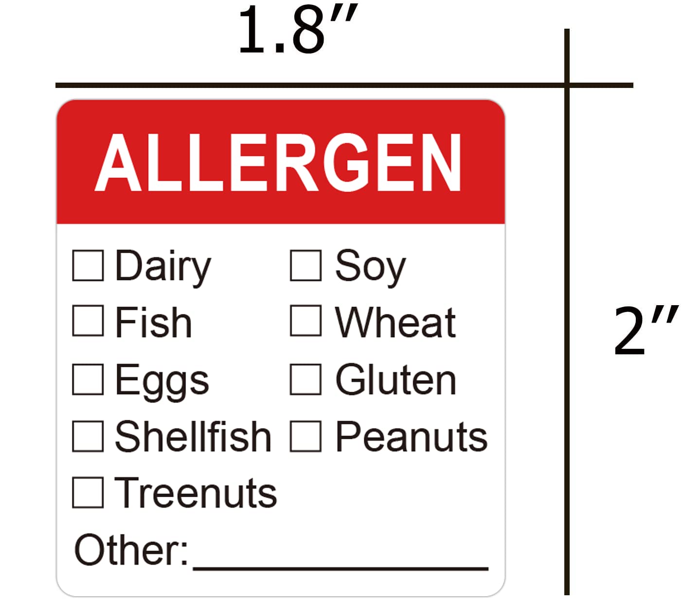 Allergen Warning Stickers Labels 1.8 X 2 Inch Fluorescent Red Allergy Warning Sticker Food Rotation Labels Adhesive Allergies Stickers for Grocery Stores, Food Packaging 500 Pcs