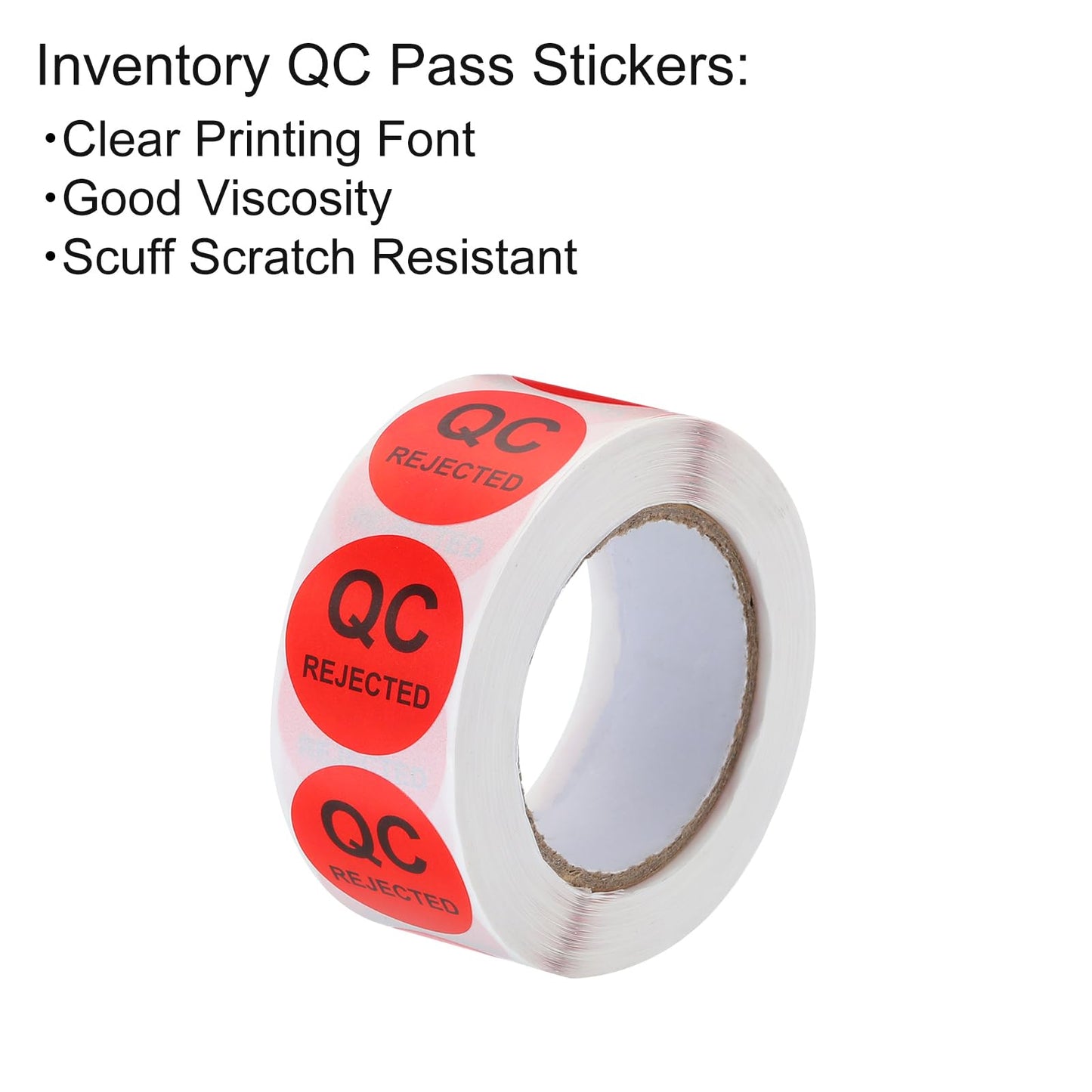 MECCANIXITY Inventory QC Rejected Stickers Labels 25mm/1" Red for Inventory Warehouse Stock, 1 Roll 500 Piece