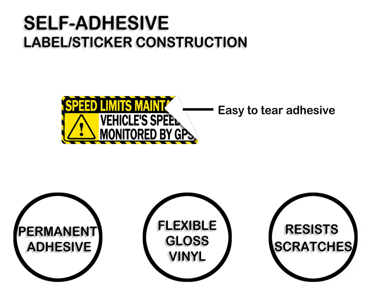 Yellow Vehicle Speed Monitored by GPS Vinyl Label 10"x3.5" Speed Limits are maintained Sticker 4 pcs Car Safety Caution Sign