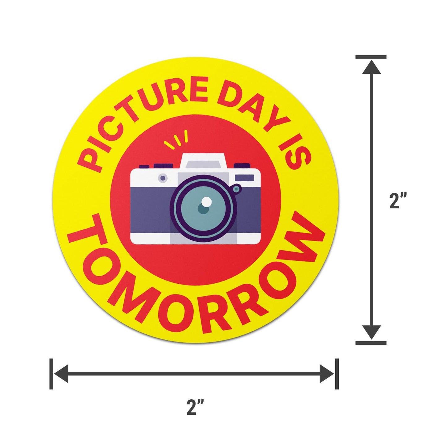 2 inch, Circle Dot, Picture Day is Tomorrow Labels - School Picture Day Stickers are Ideal for Reminders, Students, Teachers, Reminder for Parents (900 Labels, Red & Yellow) 900 Labels