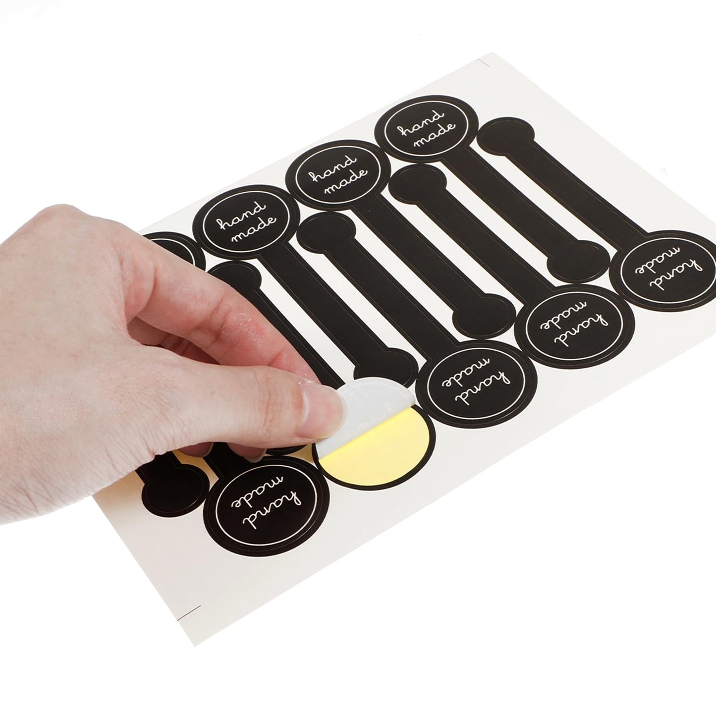 400 Pcs Handmade Bakery Stickers, Black Long Label Self-Adhesive Lollipop Sealing Food Retail Package Seal Labels
