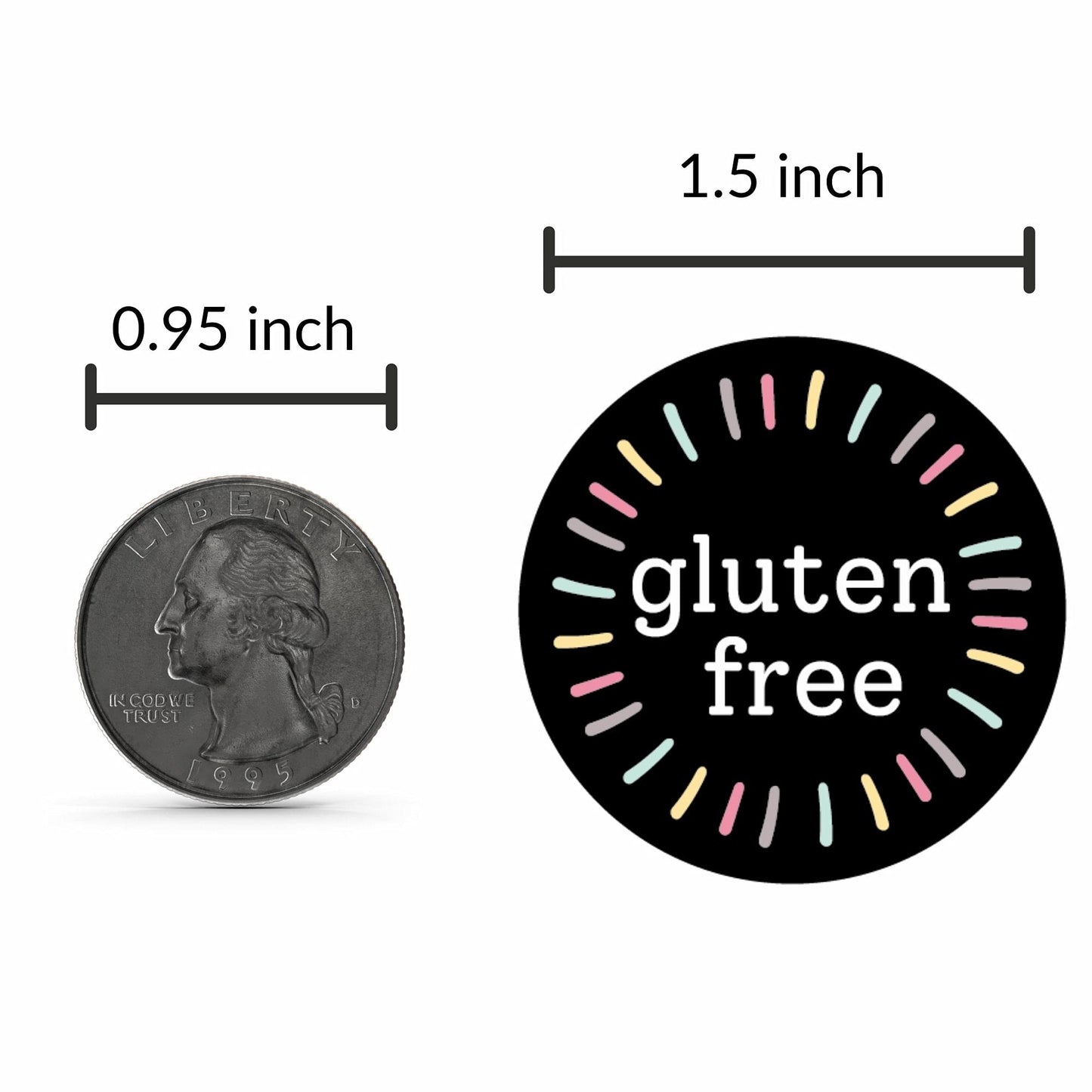 Mobiusea Creation Gluten Free Stickers Roll | 1.5 Inch | Waterproof | 500pcs Gluten Free Labels for Cookie Cupcake Stickers Homemade Bakery Bread Bags Labels Baked Goods Packaging