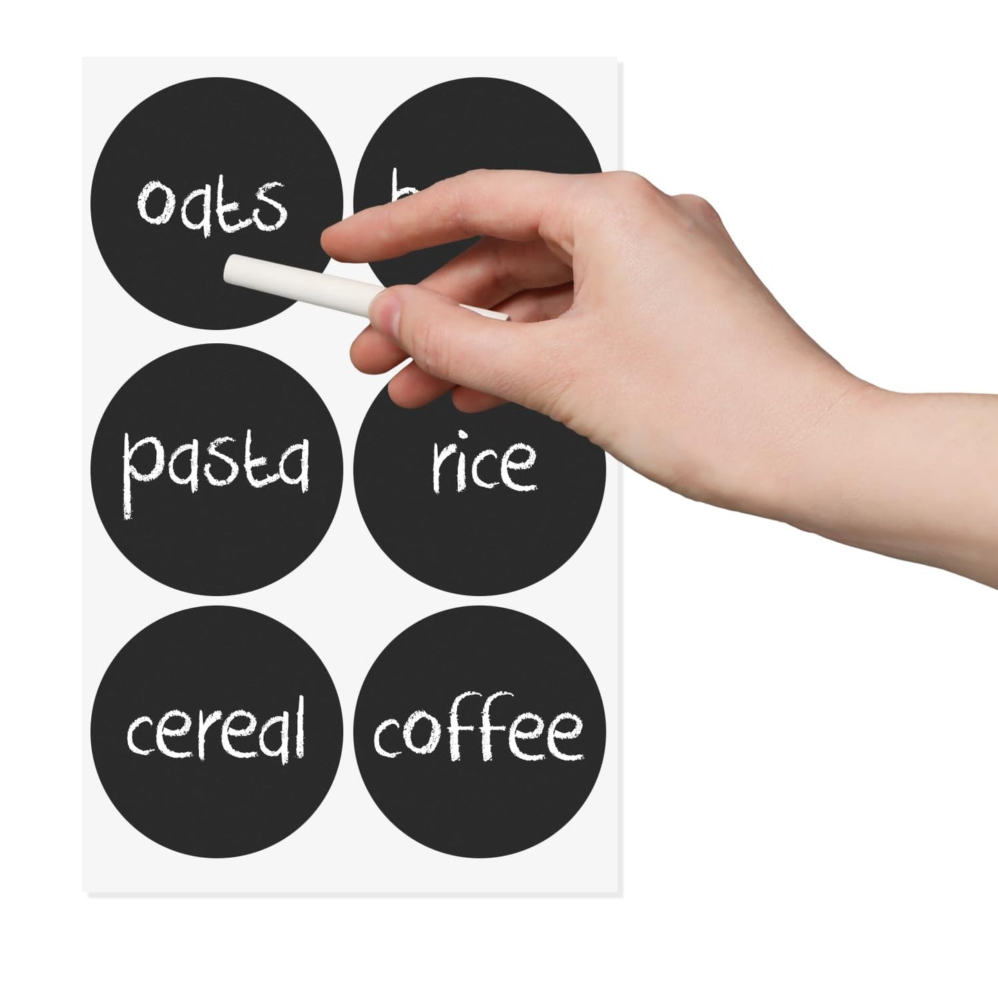 Super Z Outlet Assorted Black Vinyl Plastic Circle Erasable Removable Chalkboard Stickers Organizing Labels (5 Sheets, 34 Stickers)