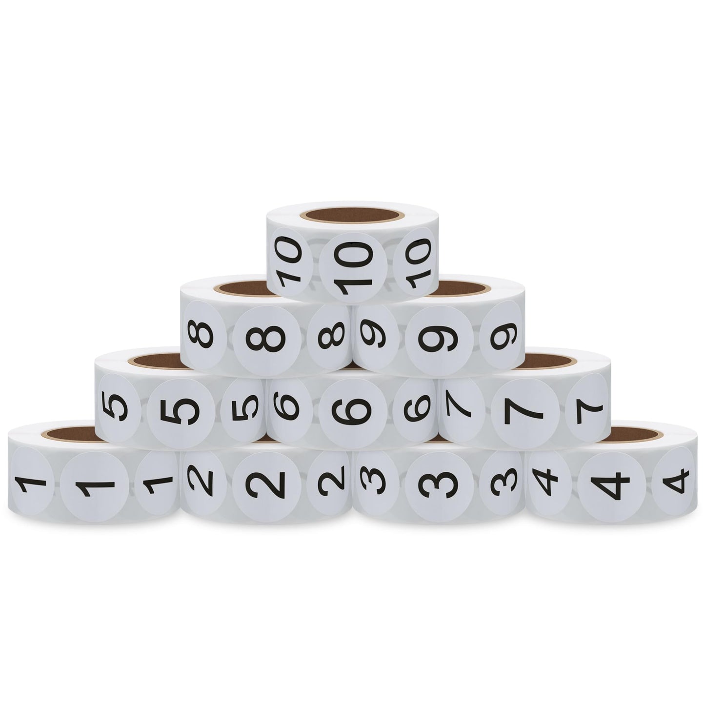 Hybsk Number Stickers 1-10 1" Inch Round Office Warehouse Organization Inventory Storage Labels - 500 per roll 5000 Total Stickers (Gloss Paper) Gloss Paper