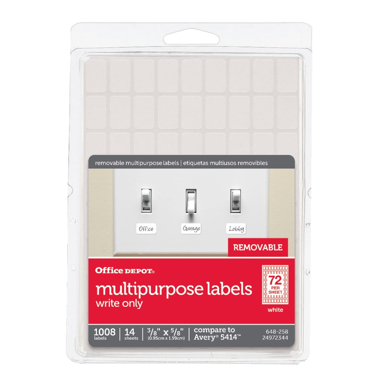 Office Depot Removable Labels, 3/8in. x 5/8in., White, Pack Of 1,008, OD98809