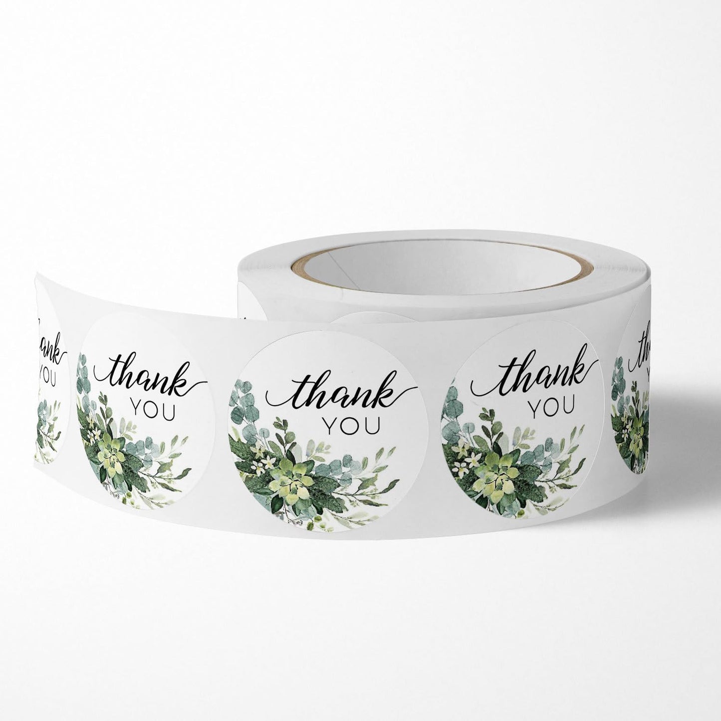 Thank You Stickers - Green Leaf Elegant Designs for Gifts, Packaging, and Business - 1’’ Adhesive Labels - Express Gratitude with Style - Pack of 500