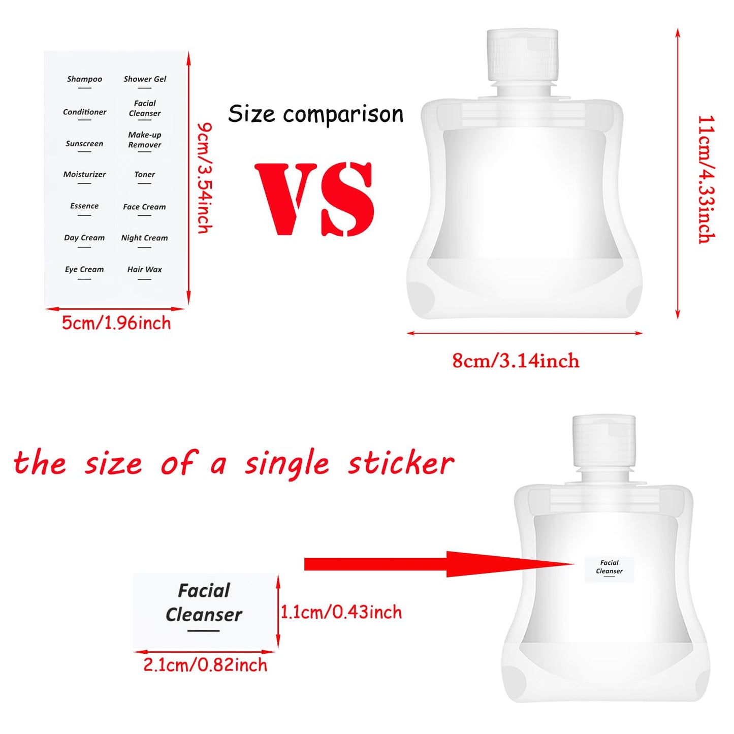 ONLYKXY 140pcs White Bathroom Beauty Organization Labels Refillable Bottle Stickers Skin Care Product Sub-Bottling Label Shampoo Body wash Dispenser Sticker,Cream Toner Makeup Label (0.8inch) 0.8inch