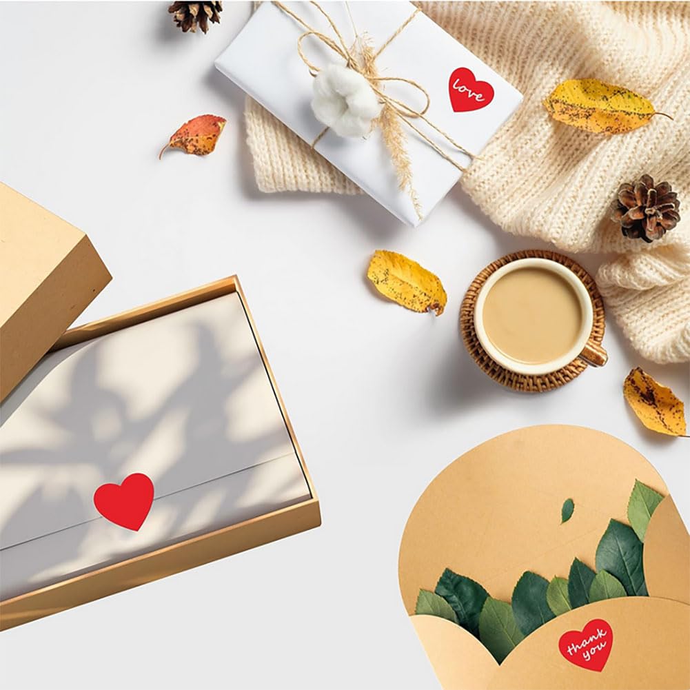 500PCS Red Heart Sticker, 1 inch Valentine's Day Love Shape Self-Adhesive Labels, Use for Valentine's Day, Wedding Anniversaries, Invitation, Envelopes, Crafting, Offices, Bookmarks