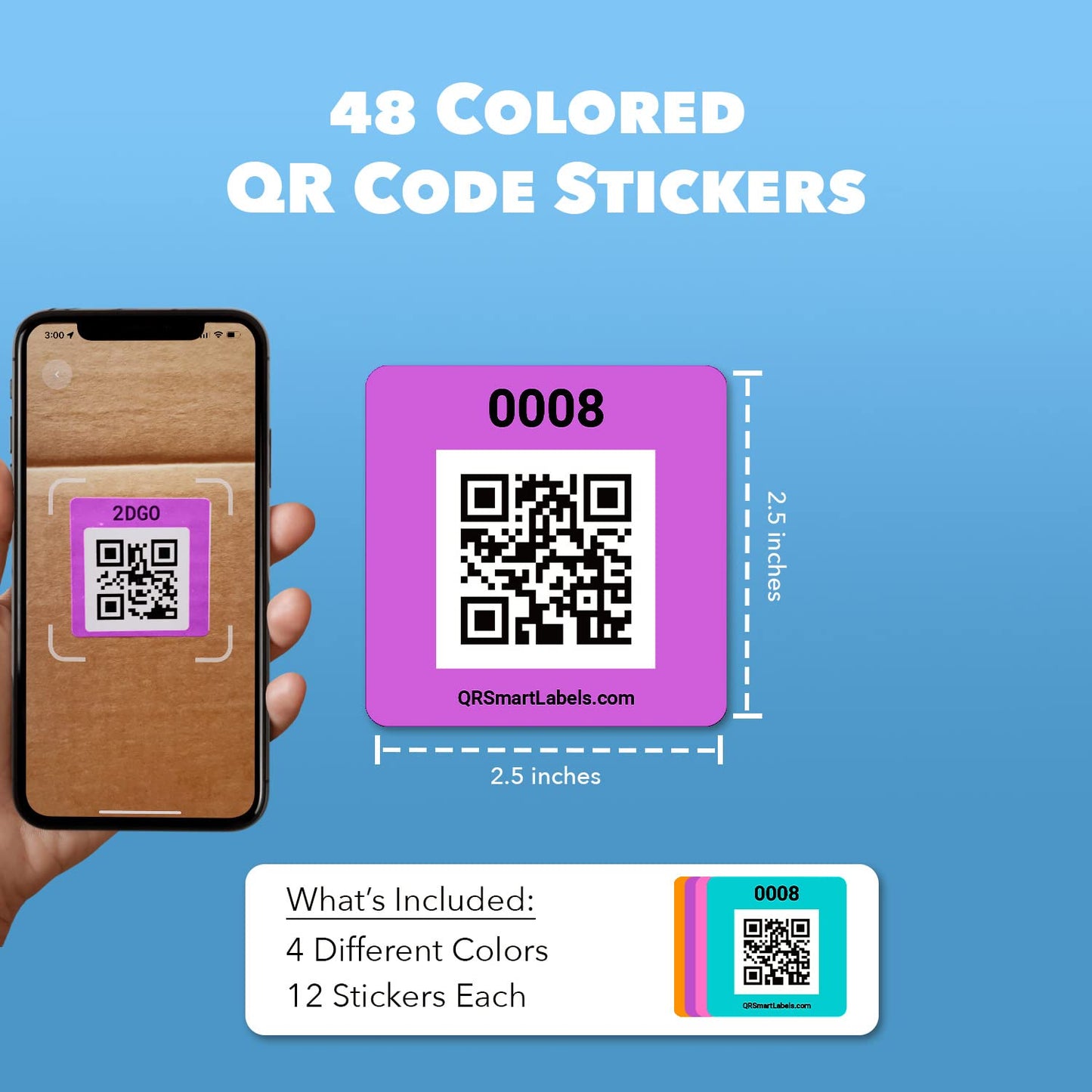 Smart Labels QR Code Stickers Pack of 48 (Modern) Made in USA - QR Code Labels for Storage & Inventory Tracking, Storage Unit Organization, App Stickers for Inventory Organization & Moving Supplies Modern