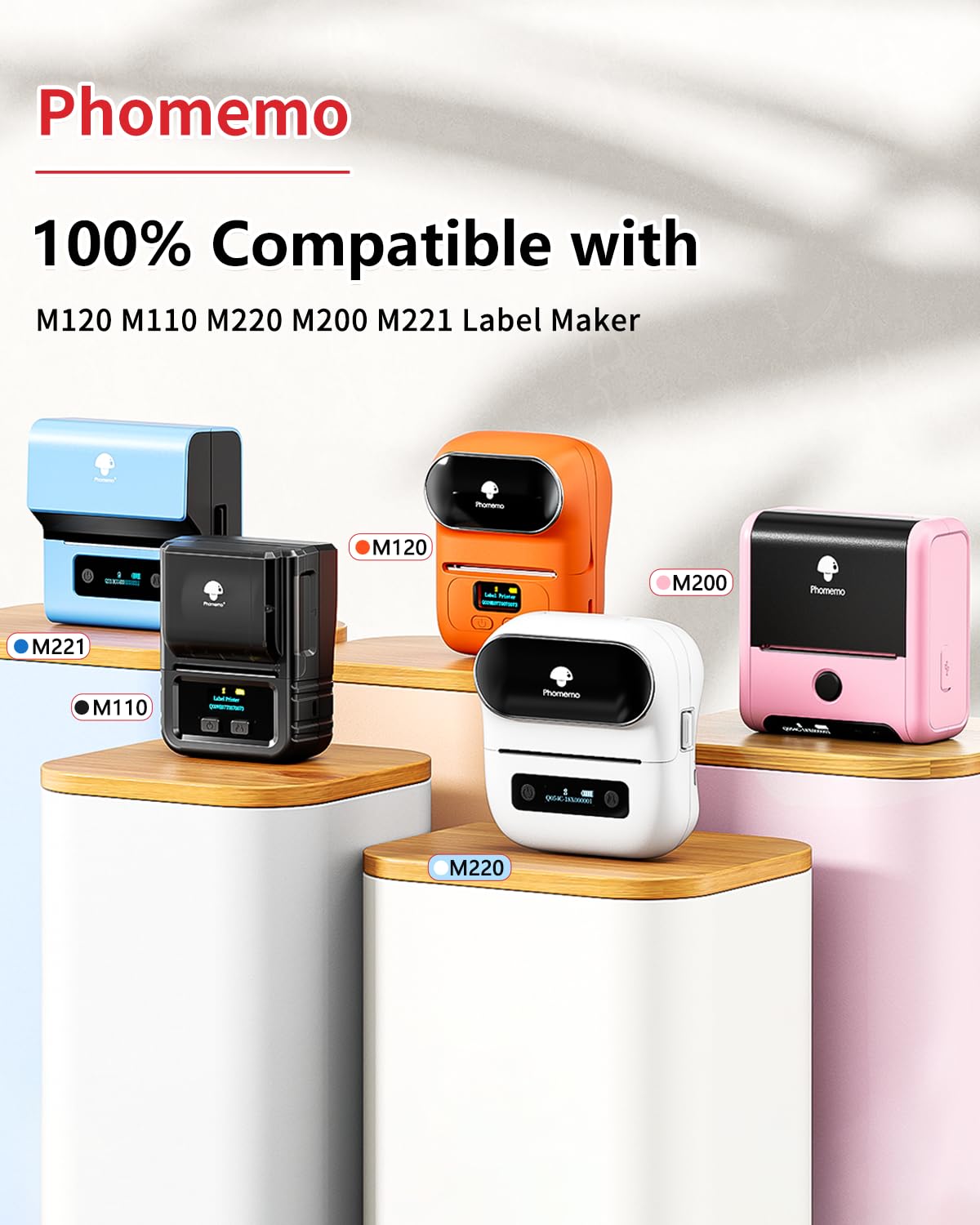 4 Rolls Phomemo M220 M110 Labels, Party Event Stickers, 1.96’’ x 1.96’’ Color Thermal Lable Compatible with Phomemo M110 M220 M221 M120 M200 M250 M150 Printer 1.96'' x 1.96'' 4 Rolls Square Labels