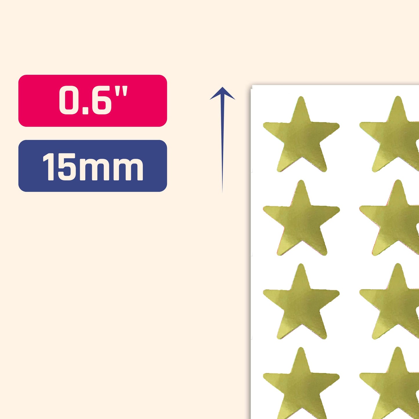 5000 Pack, Gold Foil Star Metallic Stickers, 0.6" Diameter 5000 Pack