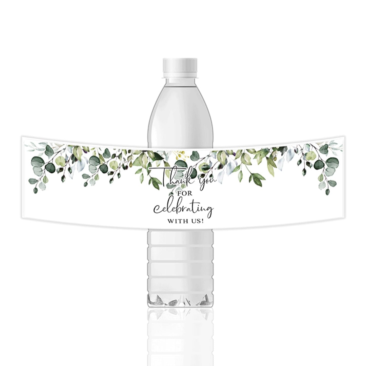 50PCS Wedding Water Bottle Labels, Thank You Water Bottle Labels, Green Floral Waterproof Water Bottle Labels, Flower Water Bottle Wraps Sticker for Weddings Birthday Baby Shower Anniversary Supplies