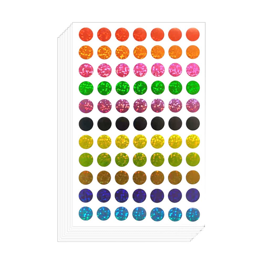3080 Pcs Sparkle Round Dot Stickers Shiny Circle Dot Labels Holographic Color Coding Labels for Behavior Chart Classroom 1CM Multicolor