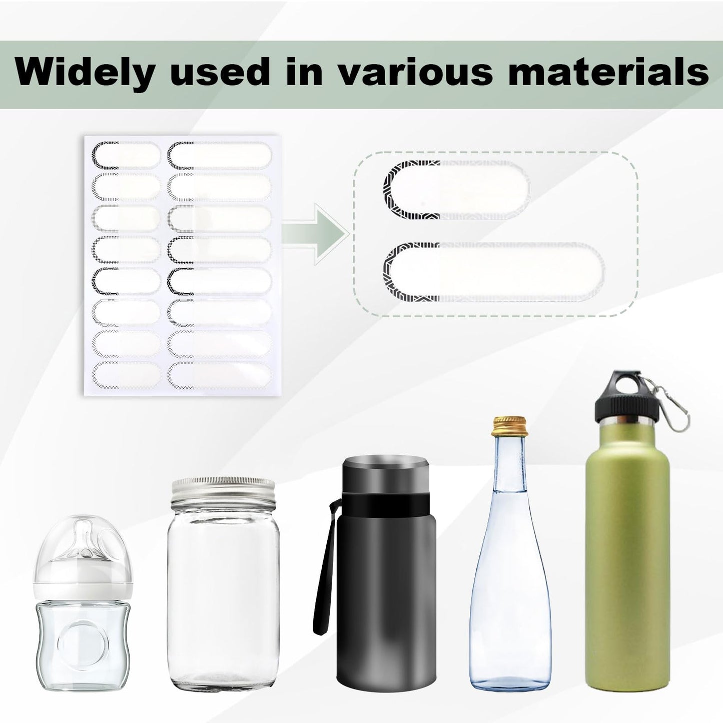 160pcs Water Bottle Labels, Self-Adhesive Bottle Strickers Waterproof Bottle Labels Write-On Kids Name Labels Removable Write-On Stickers for Baby Daycare and Business Office