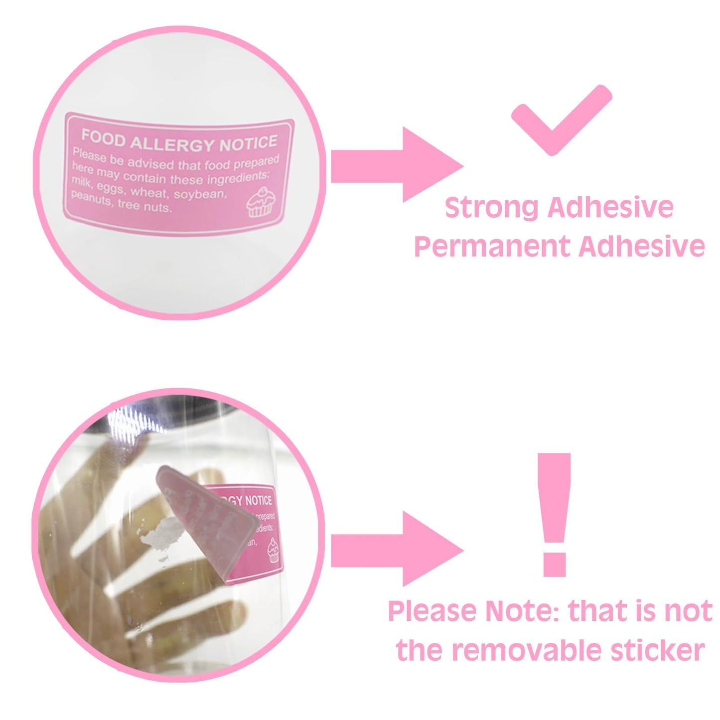 500 Pcs Food Allergy Stickers, 1x2 Inch Labels for Bakery, Cookie, Kitchen 500.0