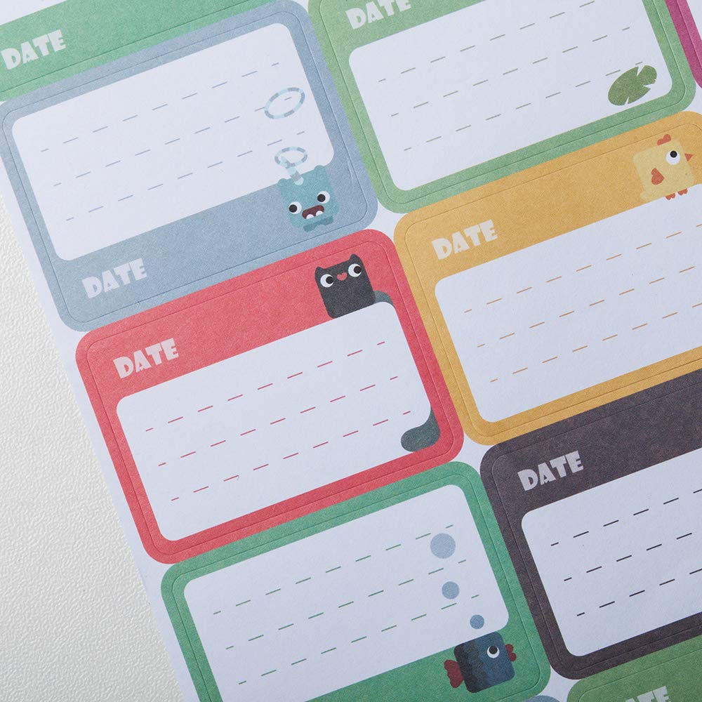 600Pcs Food Labels, Write On Name Tags, Bottle Container Bag Date Labels, 12 Animal Designs Cute Stickers, All-Purpose Labels