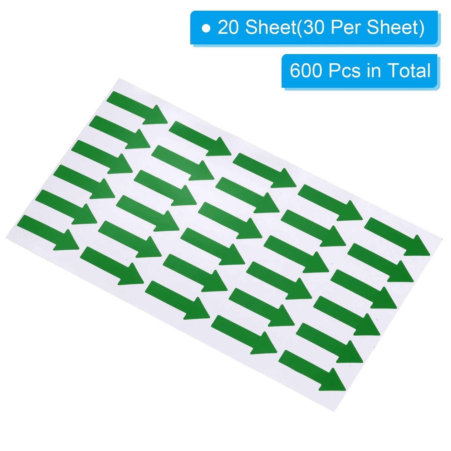PATIKIL Small Arrow Sticker Label 1.2x0.4, 600 Pcs Adhesive Color Coding Sign Decal for Gas Flow Direction Inspection Defect Marking, Green