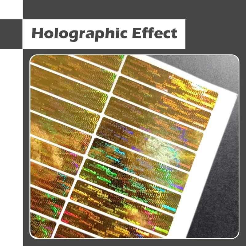 2x0.4inch Holographic Warranty Void Labels, Tamper Proof Evident Sticker, Genuine Authentic Security Seal(320,Gold Gold1-320pcs