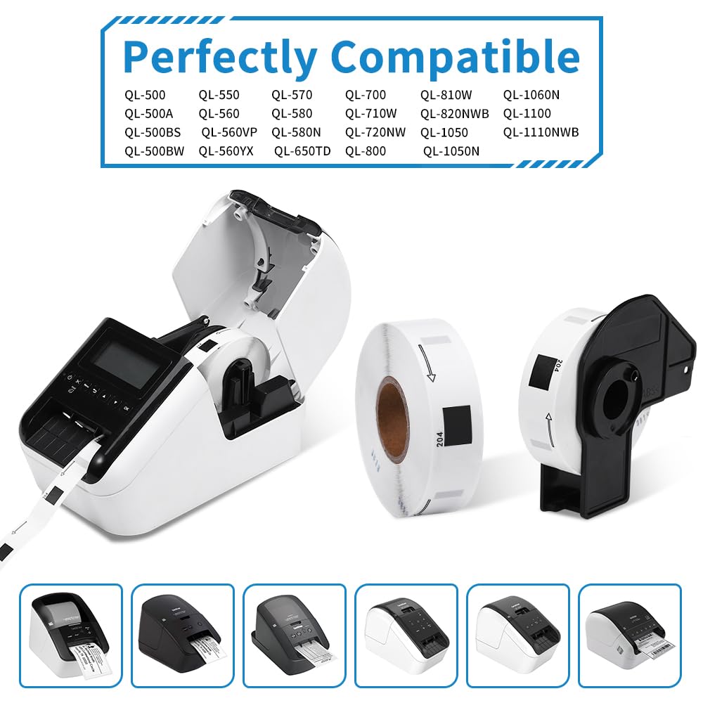 MarkDomain Compatible Brother DK 1204 Return Address Label, 0.66 in x 2.1 in(17mm x 54.3mm) Multi-Purpose Die-Cut Paper Labels, 400/ Roll, Use with QL-500 QL-550 QL-820NWB Printer, 6 Rolls + 1 Frame 0.66" x 2.1" Die-cut label