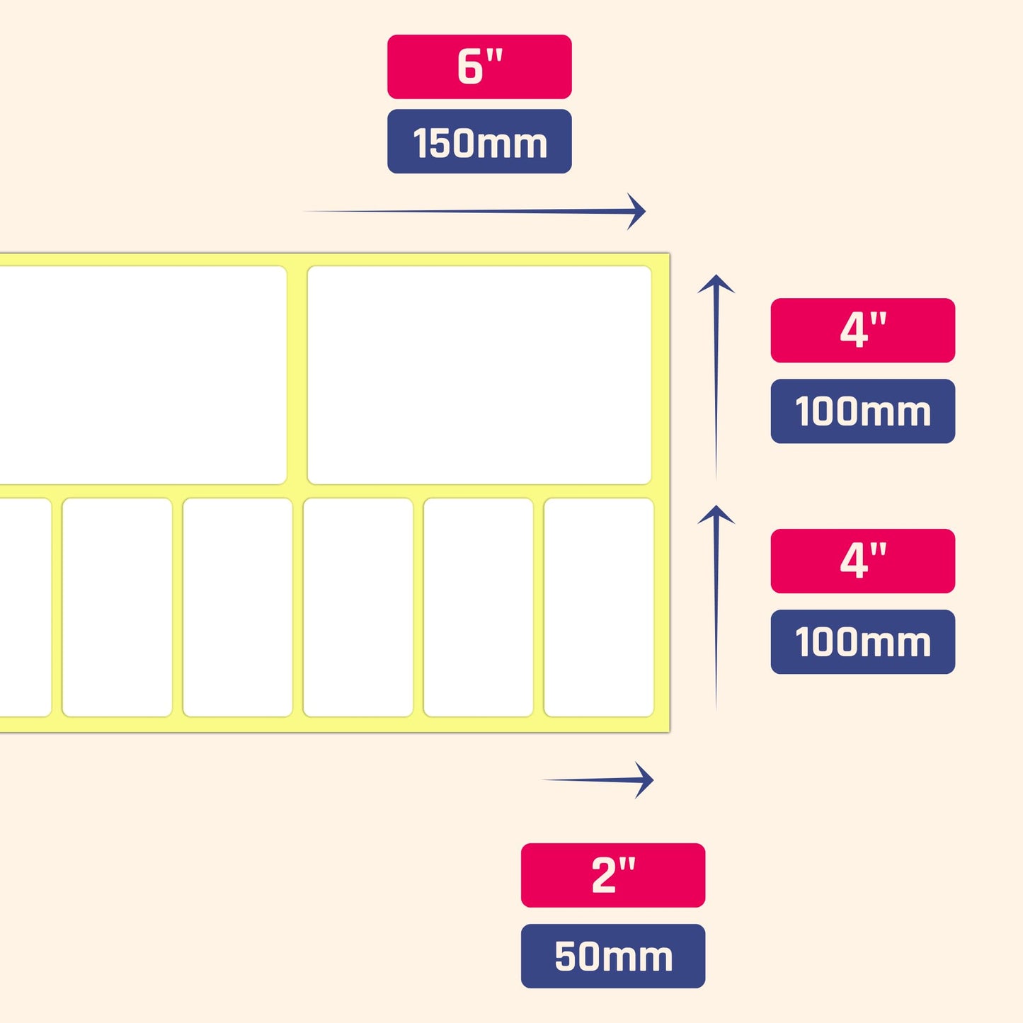 200 Pieces, 2 Sizes (4x6, 2x4) - Large Labels for Storage Bins, Organizing, Moving Box Packing Label Stickers