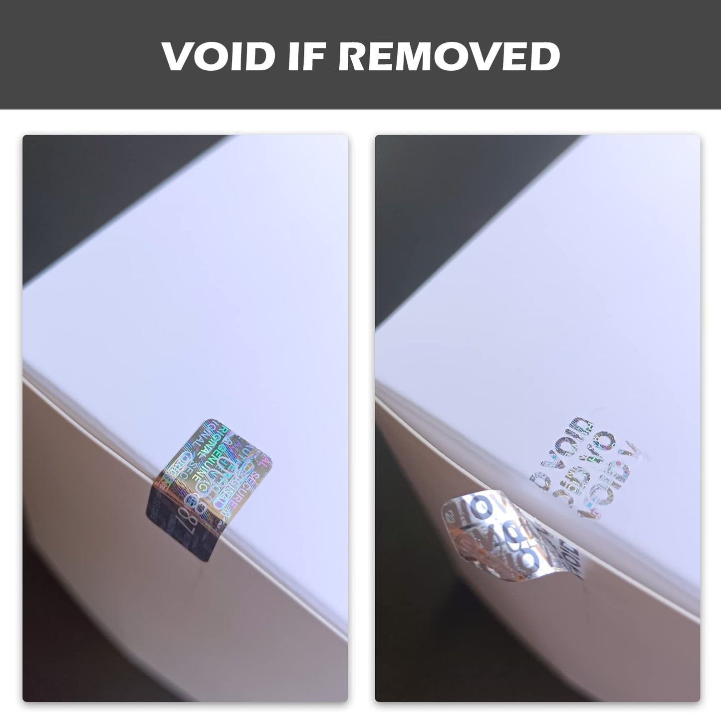 650pcs Tamper Proof Hologram Stickers Security Seal Labels Genuine Guarantee Warranty Void Labels with Unique Serial Number Tamer evident Sticker(0.8x0.4inch) Silver
