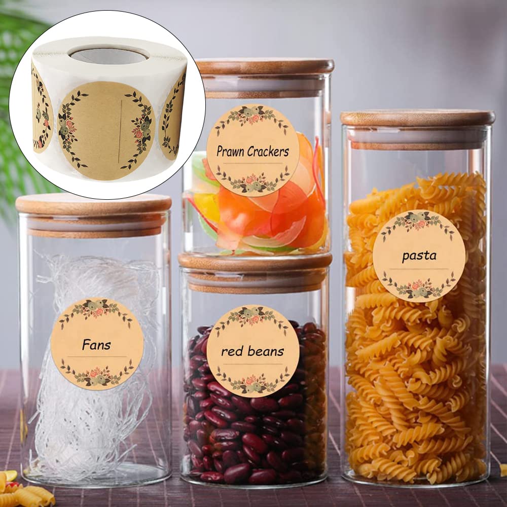 500 Pcs Sticker Labels Round Kraft Stickers 5cm Brown Jam Stickers Jar Labels for Wedding Packages Gift Bags Store Owners Crafts Jar Mason Jars and Food Jars