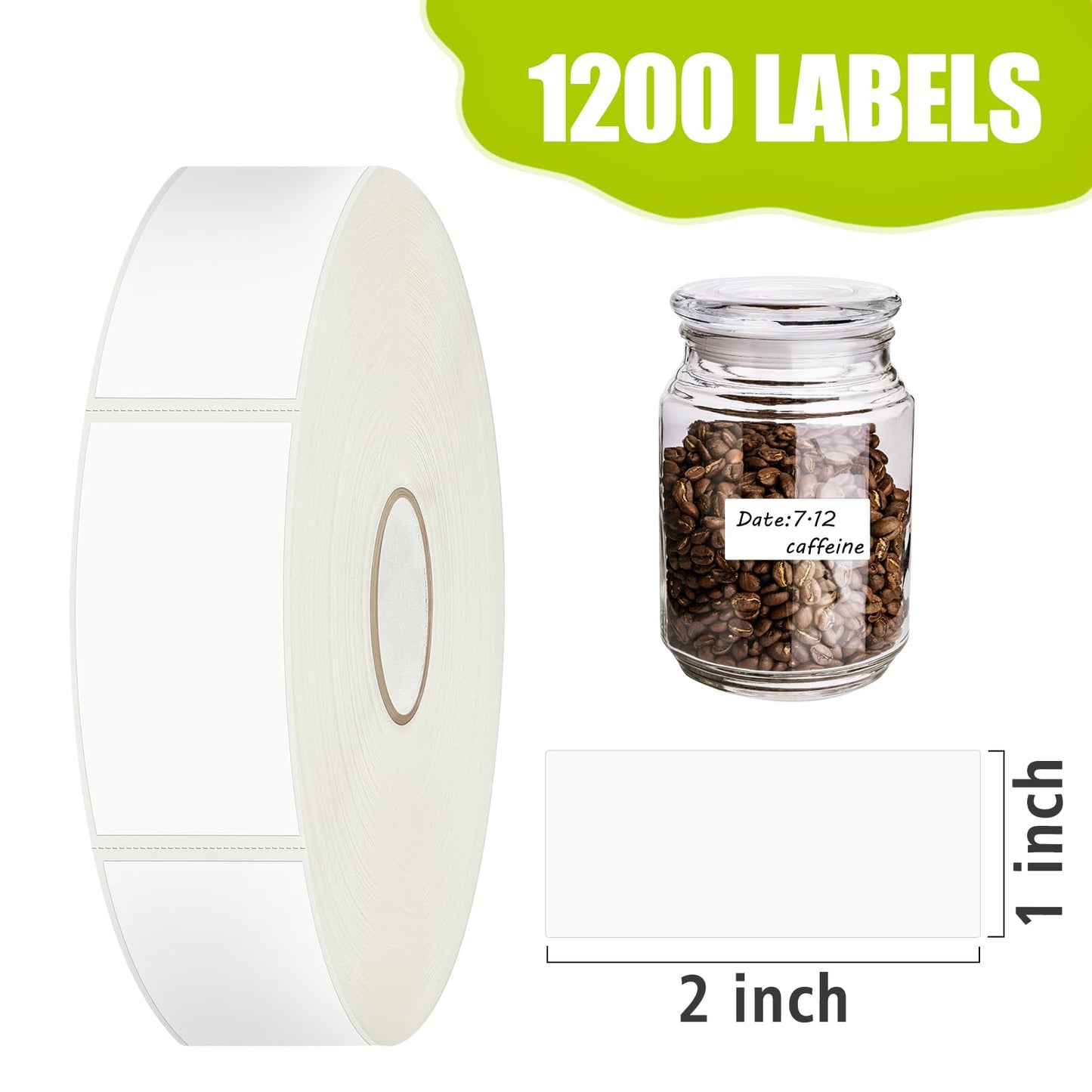 1200 Blank Removable Freezer Labels Water Oil Resistant with Perforation Line for Easy Distribution and Use,Apply Food containers Jars,and Kitchen Pantry Organization (1 "x 2") 1200 Pcs - 1 "x 2"