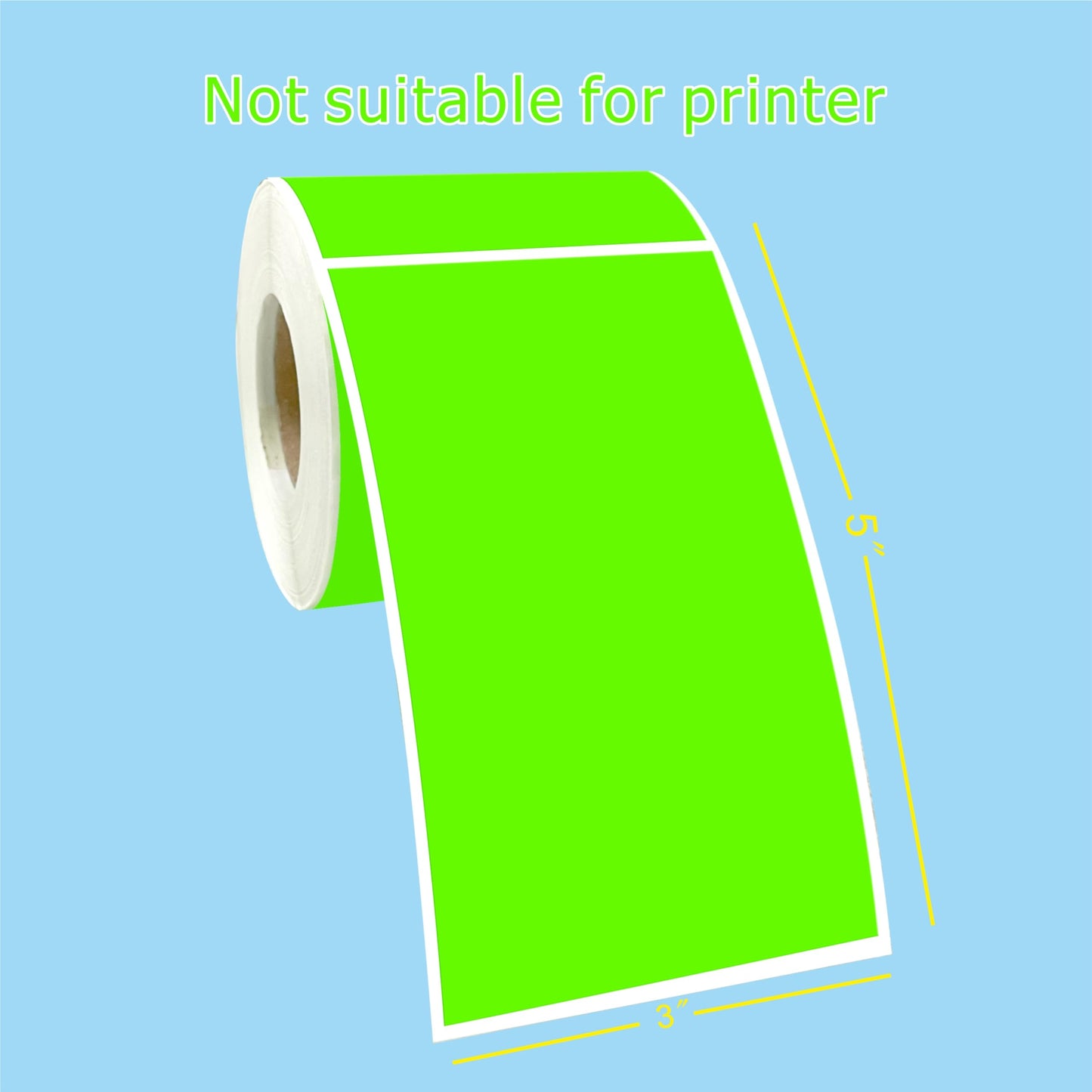 PARLAIM 3 X 5 Inch Rectangle Adhesive Color Coding Stickers,Square Inventory Stickers -250 Per Dispenser Box (Fluorescent Green) Fluorescent Green 1 Roll-250 Pack