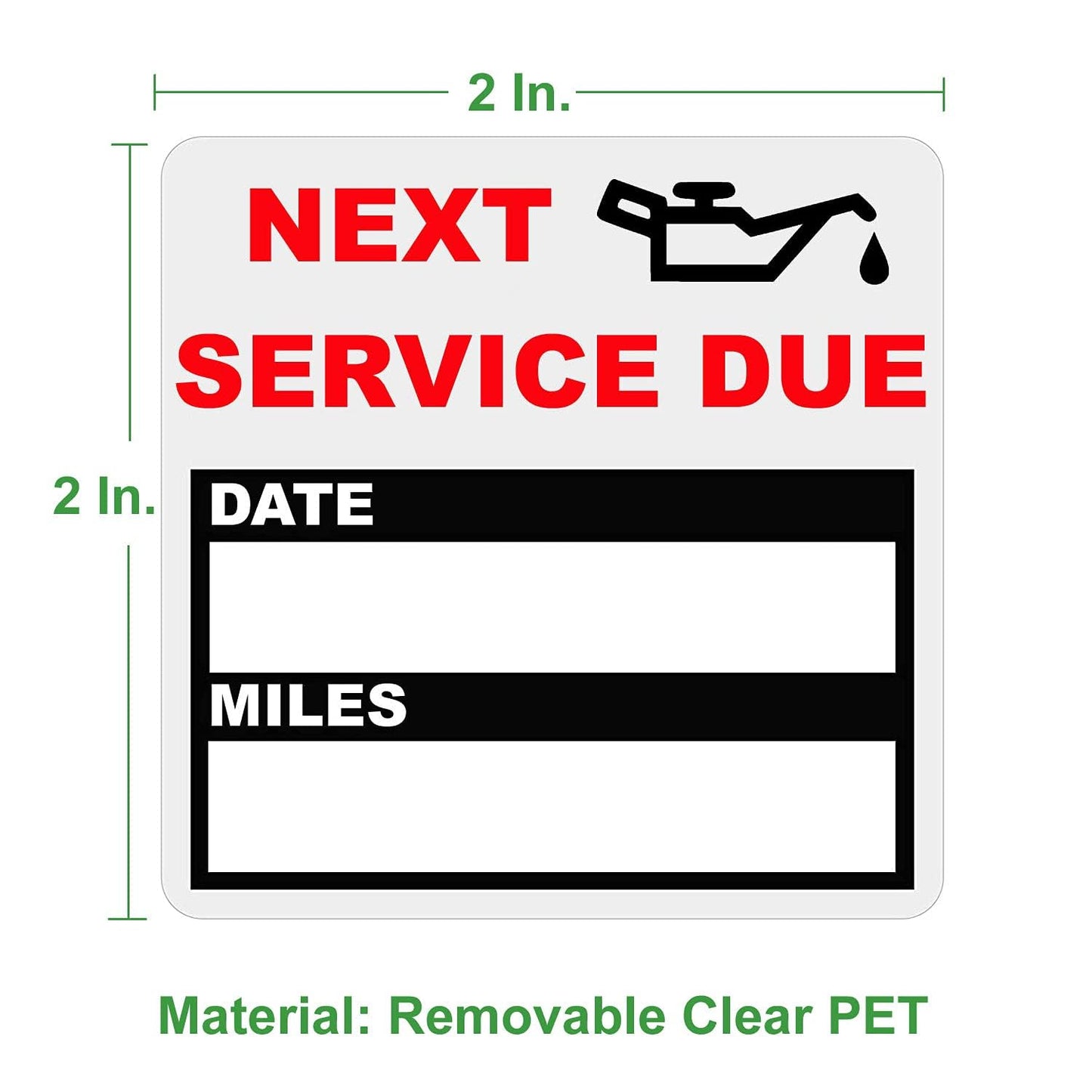 200 Count Clear Oil Change Stickers, 2 X 2 Inches Removable Auto Maintenance Next Service Due Reminder Labels in Roll with Perforation Line