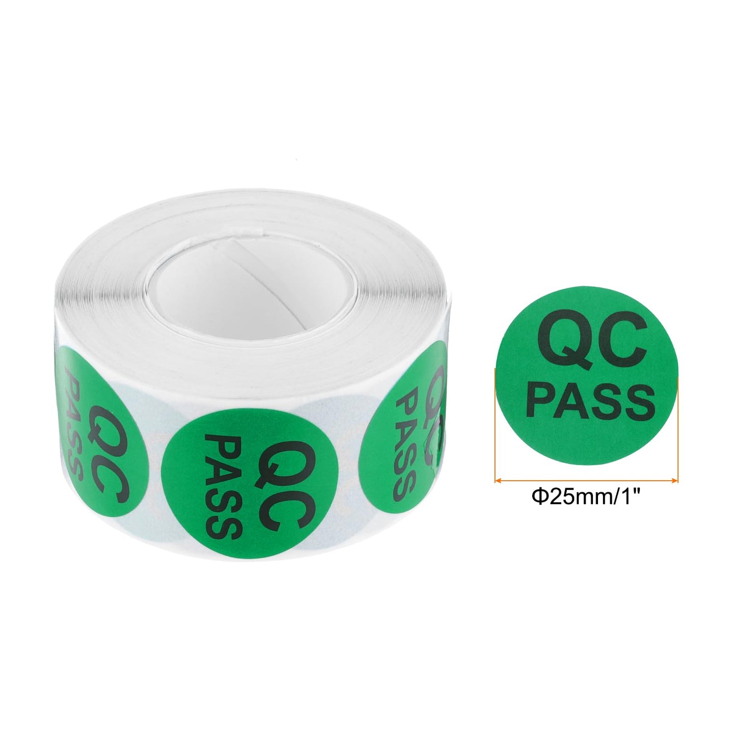 MECCANIXITY Inventory QC Pass Stickers Labels 25mm/1" Green for Inventory Warehouse Stock, 5 Roll 2500 Piece