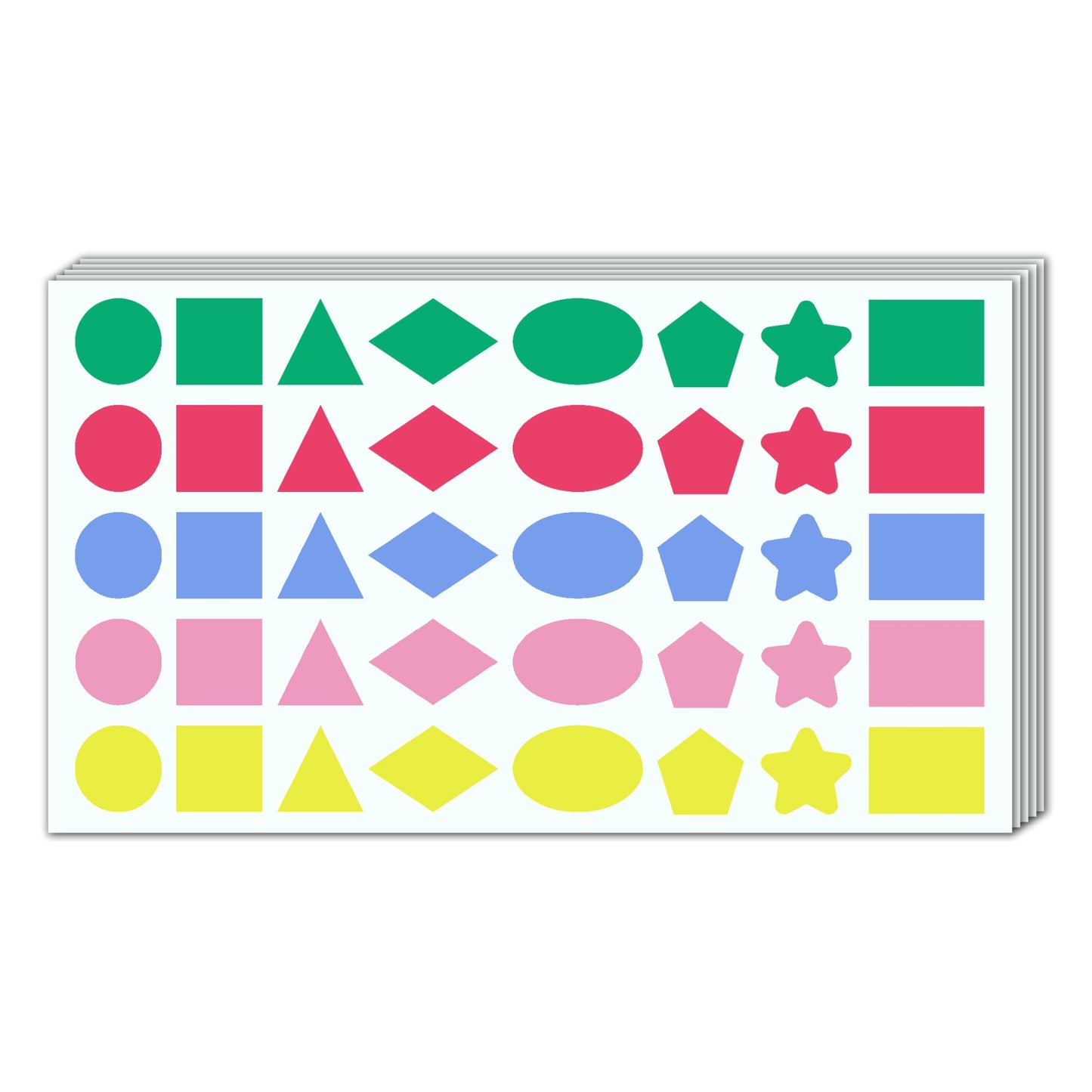 3000 Pieces, 3/4 inch - Colored Shape Stickers, Color Coded Labels - 8 Shapes, 5 Colors 3000 Pieces