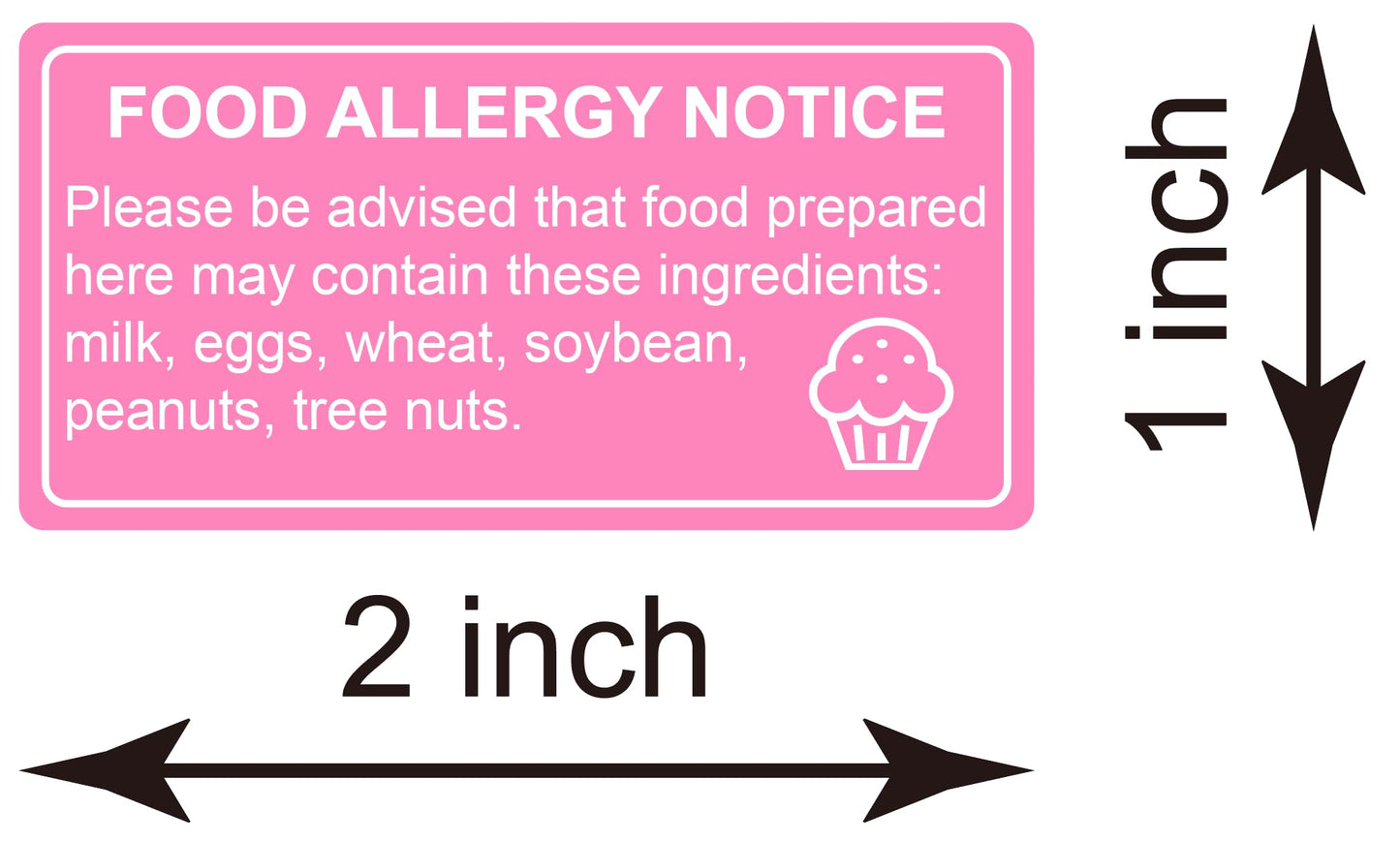1x2 inch 500PCS Food Allergy Stickers Waterproof Stickers Without Residue for Food, Kitchen