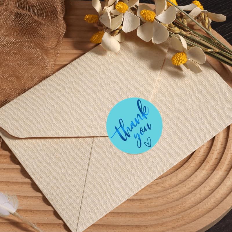 (3 Sizes-1.5") Blue Thank You Stickers, 1.5 inch Thank You Sticker Labels Roll, 500 Gold Foil Thank You Stickers Small Business, Adhensive Labels for Small Business Supplies (1.5 inch)