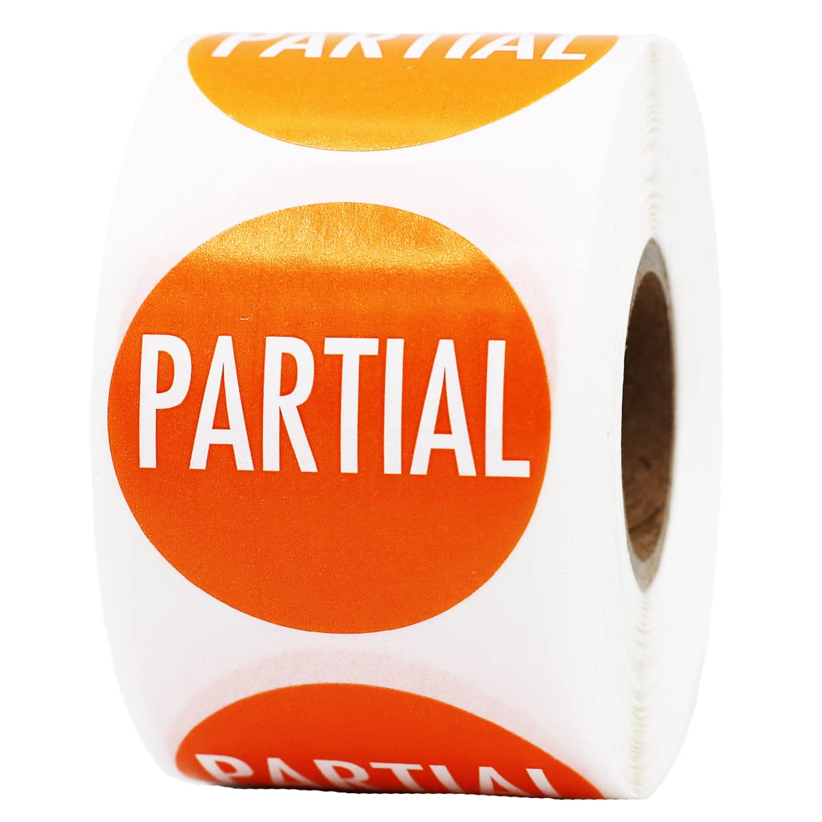 Partial Labels Orange with White 1.5 Inch Round Circle Dots 500 Adhesive Stickers On A Roll