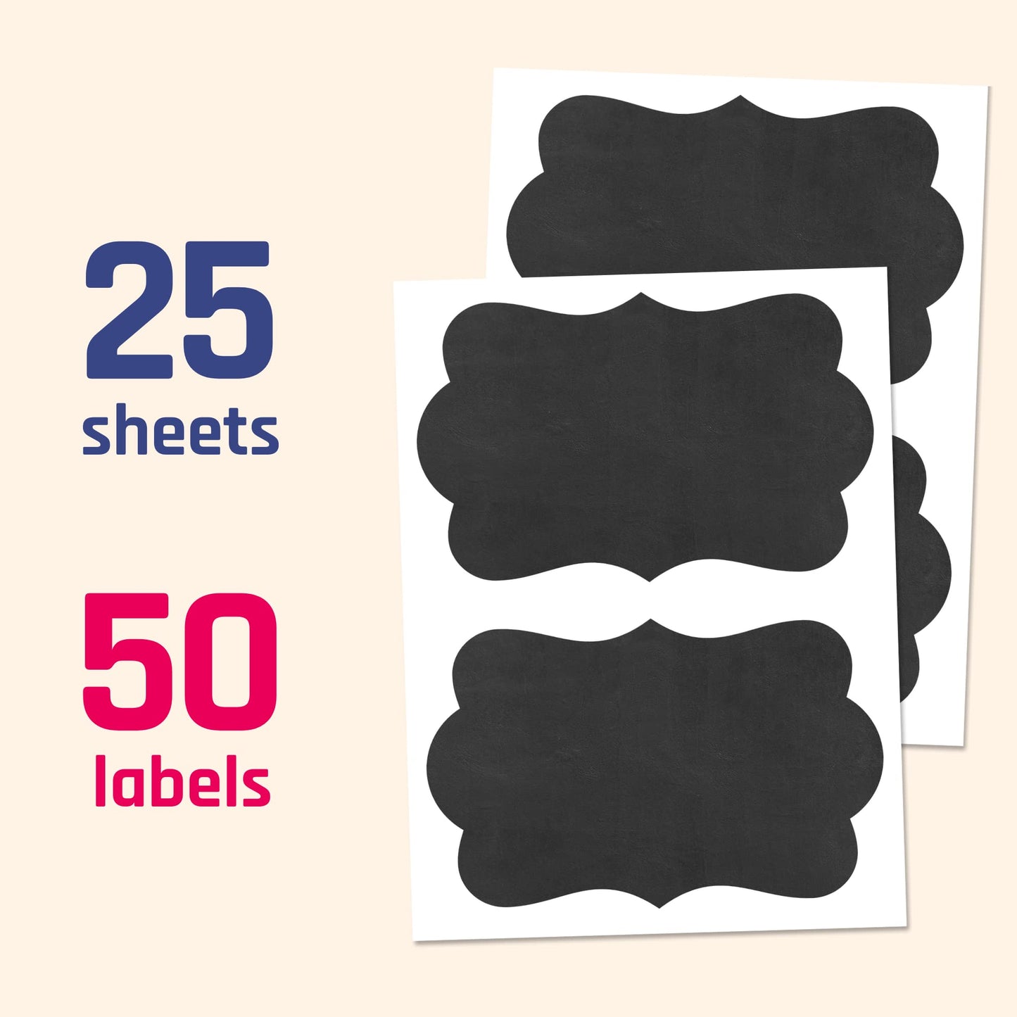 50-Pack, Chalkboard Labels Stickers, Erasable and Reusable - Cloud Design, 6" x 4" 6" x 4"