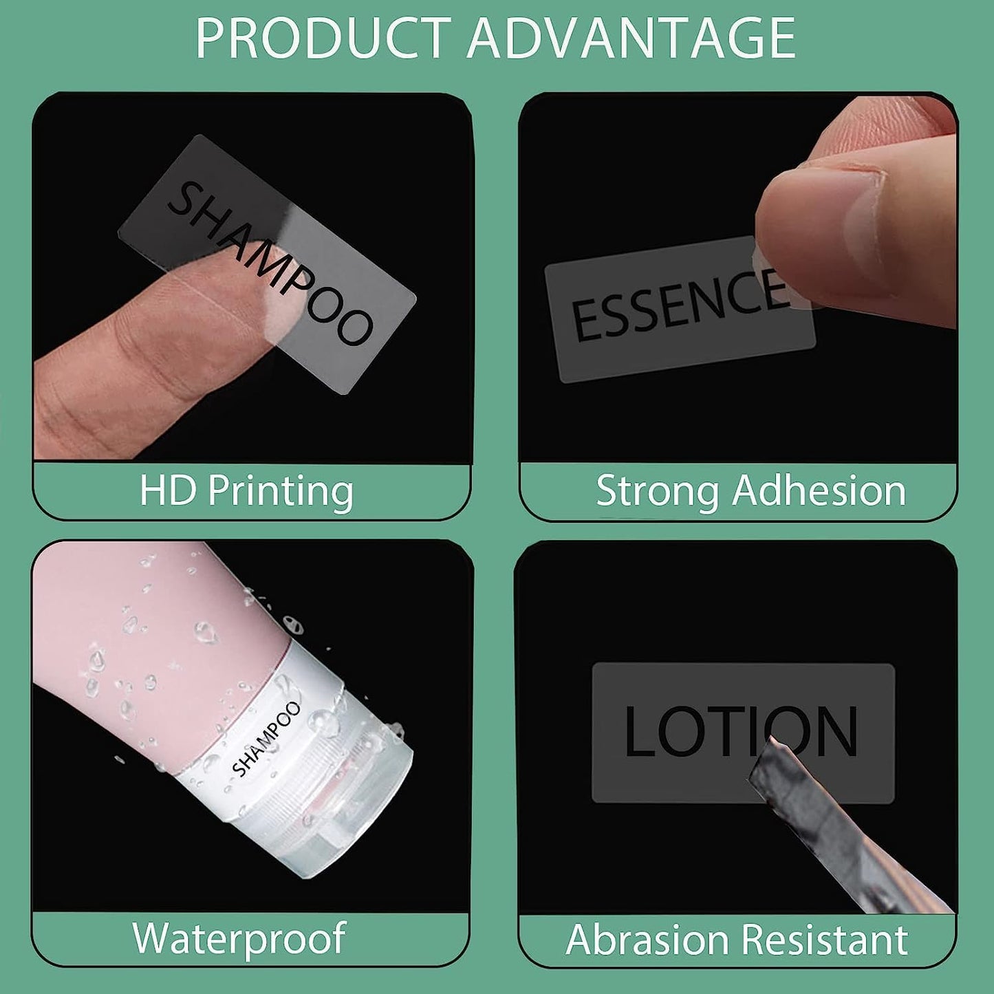 280pcs Waterproof Small Cosmetic Labels - Clear Bathroom Beauty Organization Skincare Travel Toiletries Stickers