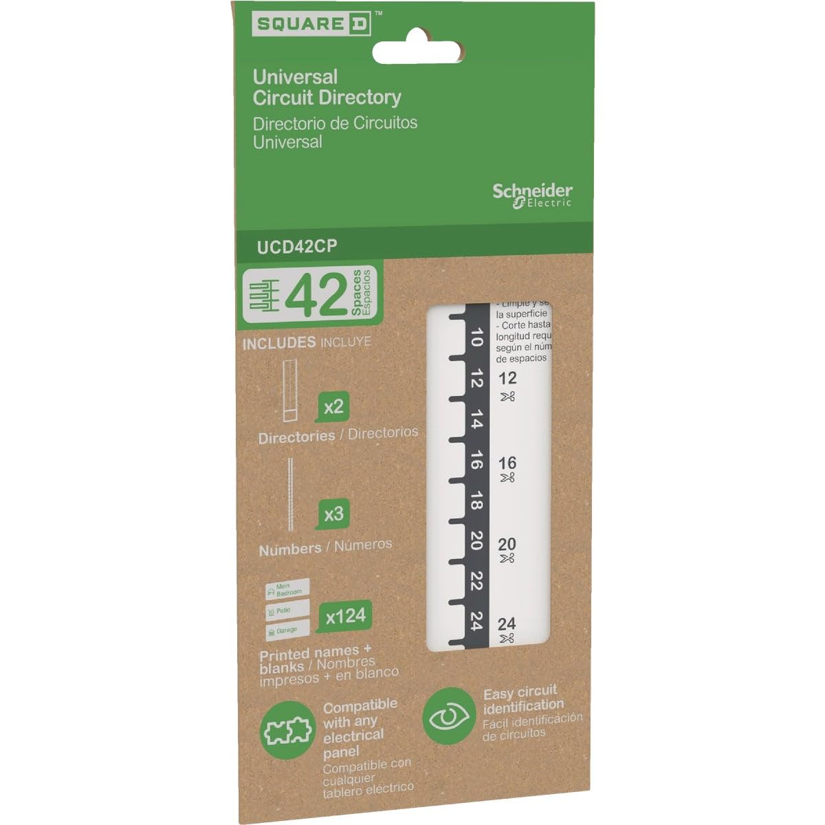 Square D by Schneider Electric UCD42CP Directory Kit Universal self-Adhesive pre Circuit Labels, White 2.3*1.7 inches