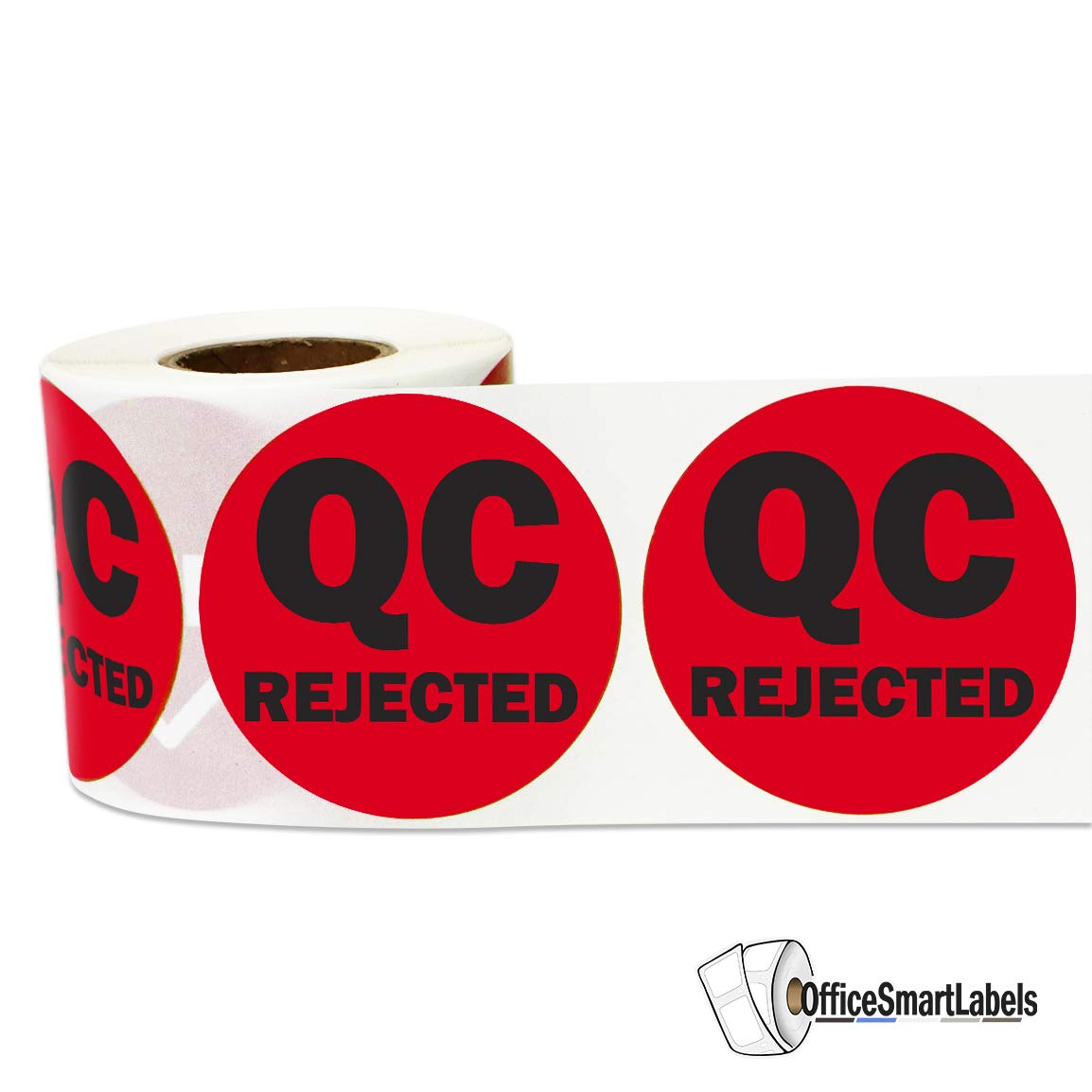 QC Rejected Label Stickers - 2 Inch Round Circle Dot in Vibrant Red Color Coding for Inventory Quality Control Production Line Warehouse Inventory Management Inspection Stickers - 300 Labels per Roll Qc Rejected 1 Roll