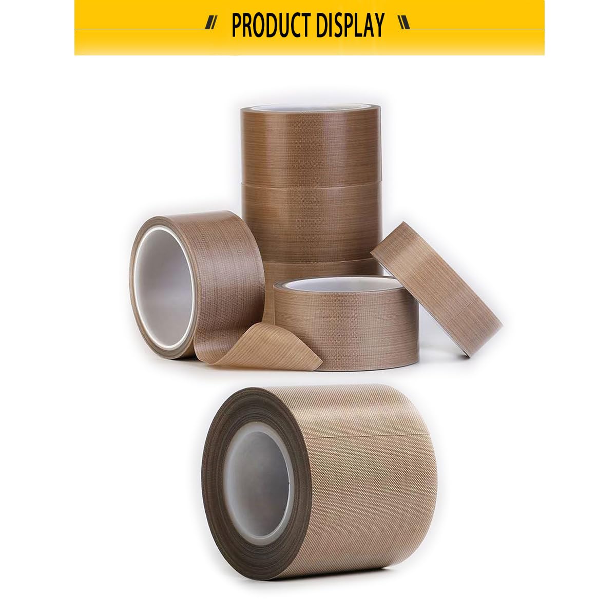 PTFE Coated Fabric Tape Teflon Adhesive Tape High Temperature Vacuum, Hand and Impulse Sealers Machine Sealing Tape 0.18mm Thick (25mm-5M)