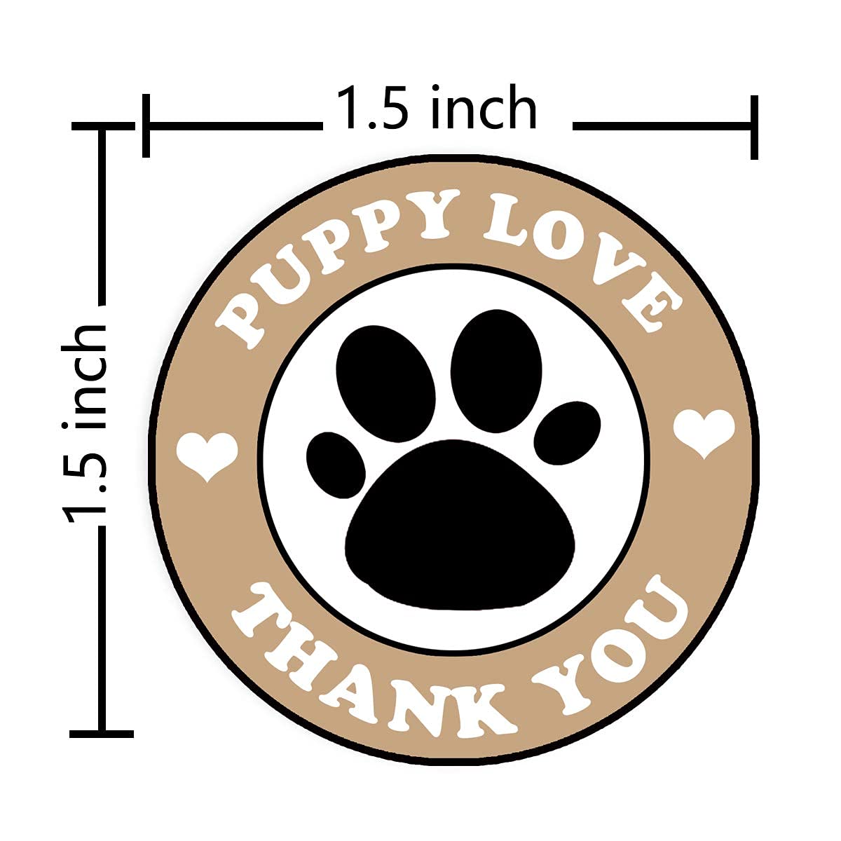 Paw Prints Stickers,Puppy Love Thank You Labels,Paw Prints Animal Stickers Roll for Kids,Parties,Vets,Kennels,Crafts Shop,Small Business and Mailing,1.5 Inch 500 Pcs Per Roll