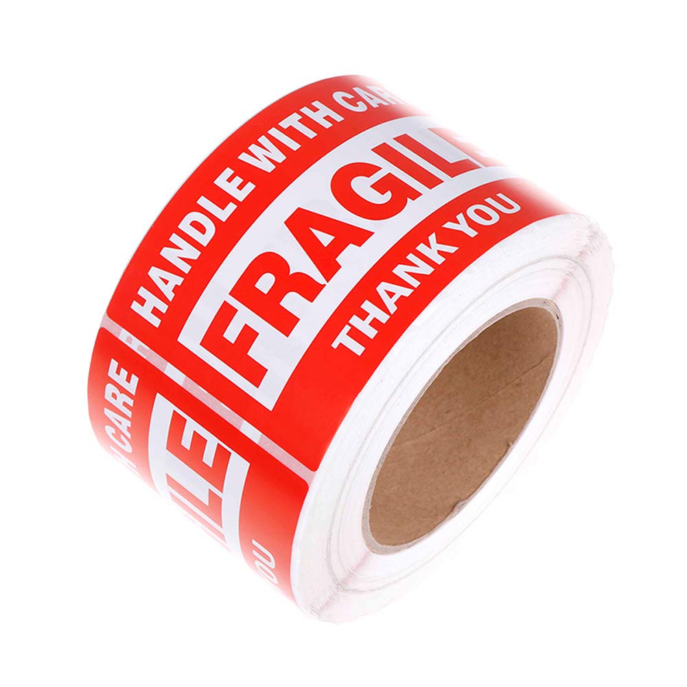RBHK Fragile Stickers - 3'' x 5'' Handle with Care Shipping Label Stickers, 500 Permanent Adhesive Labels Per Roll (1 Roll) 1 Rolls