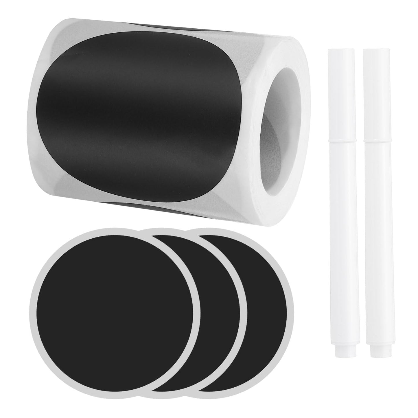 PATIKIL Chalkboard Labels, 120 Pcs Erasable Reusable Blackboard Stickers with 2 Liquid Chalk Pen, Waterproof Pantry Labels for Containers, Jars, Storage Bins (Round)