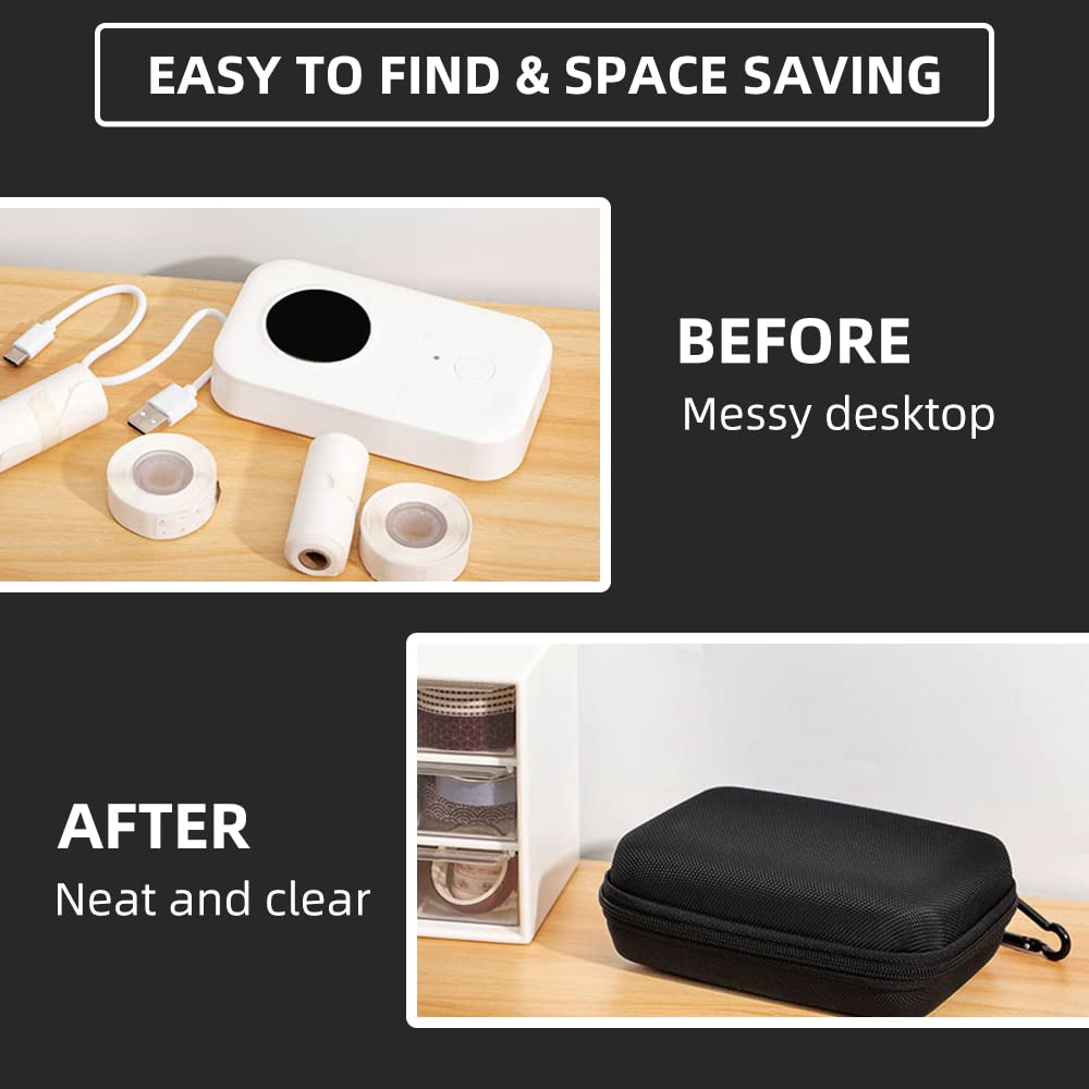 Phomemo D30 D35 Label Marker Black Case with 3 Rolls of White Label Tapes, Waterproof Storage Bag with 12 x 40mm (3/8" x 11/2") 160 Tapes/Roll, Black on White Sticker Thermal Paper Self-Adhesive