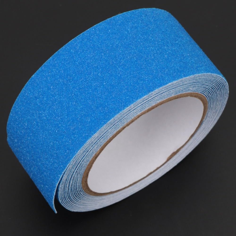 Anti-Slip Adhesive Tape 2inch x 16.4ft – PVC Safety Floor Grip Tape for Stairs, Tile, Shower, Bathtub - Extra Non-Skid Surface(Blue) Blue