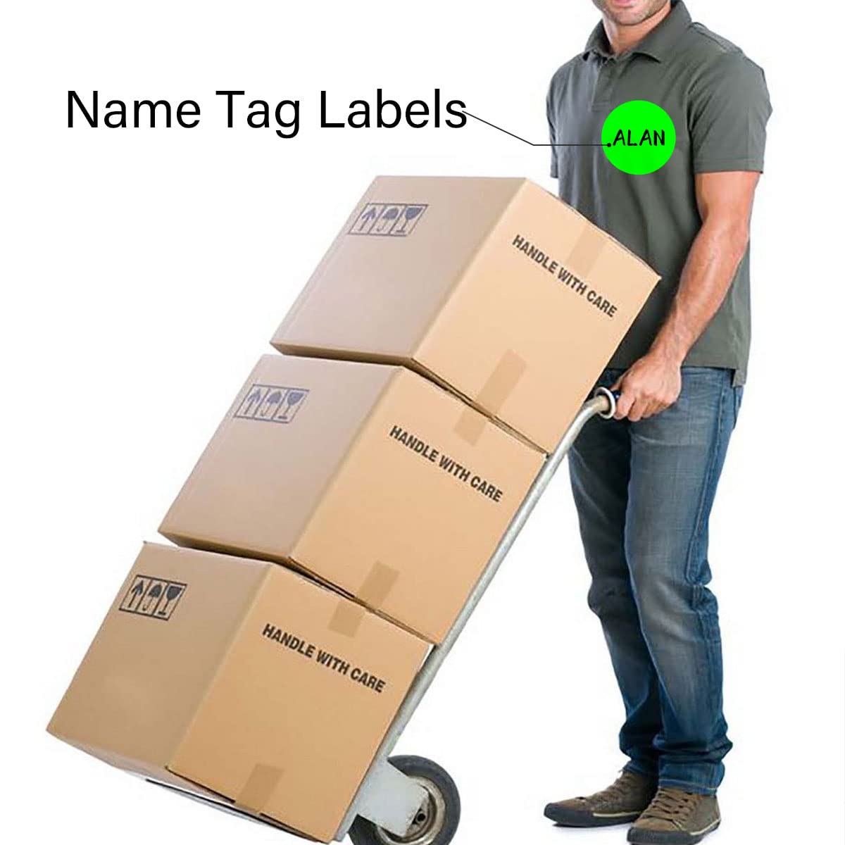 PARLAIM 3 Inch Color Coding Dot Stickers, 500 per Dispenser Box Color Coded Circle Label, Fluorescent Green Inventory Large Stickers 1 Roll-500PCS