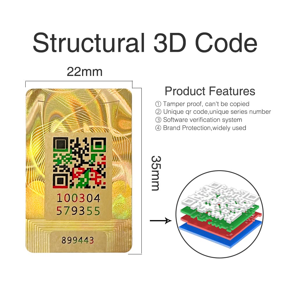 Anti-Counterfeit Smart Labels,1000 Units QR Code Stickers Security Tags Scratch Off Anti-Fake Serial Number Verification, Genuine Label Stickers Silver