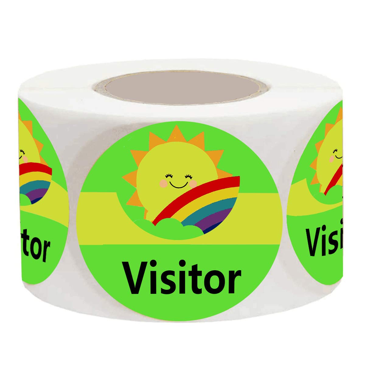 Remarkable Visitor Identification Labels Stickers,1.5 inch Sunshine Happy Face Visitor Identification Labels Stickers (500 Fluorescent Green Labels)