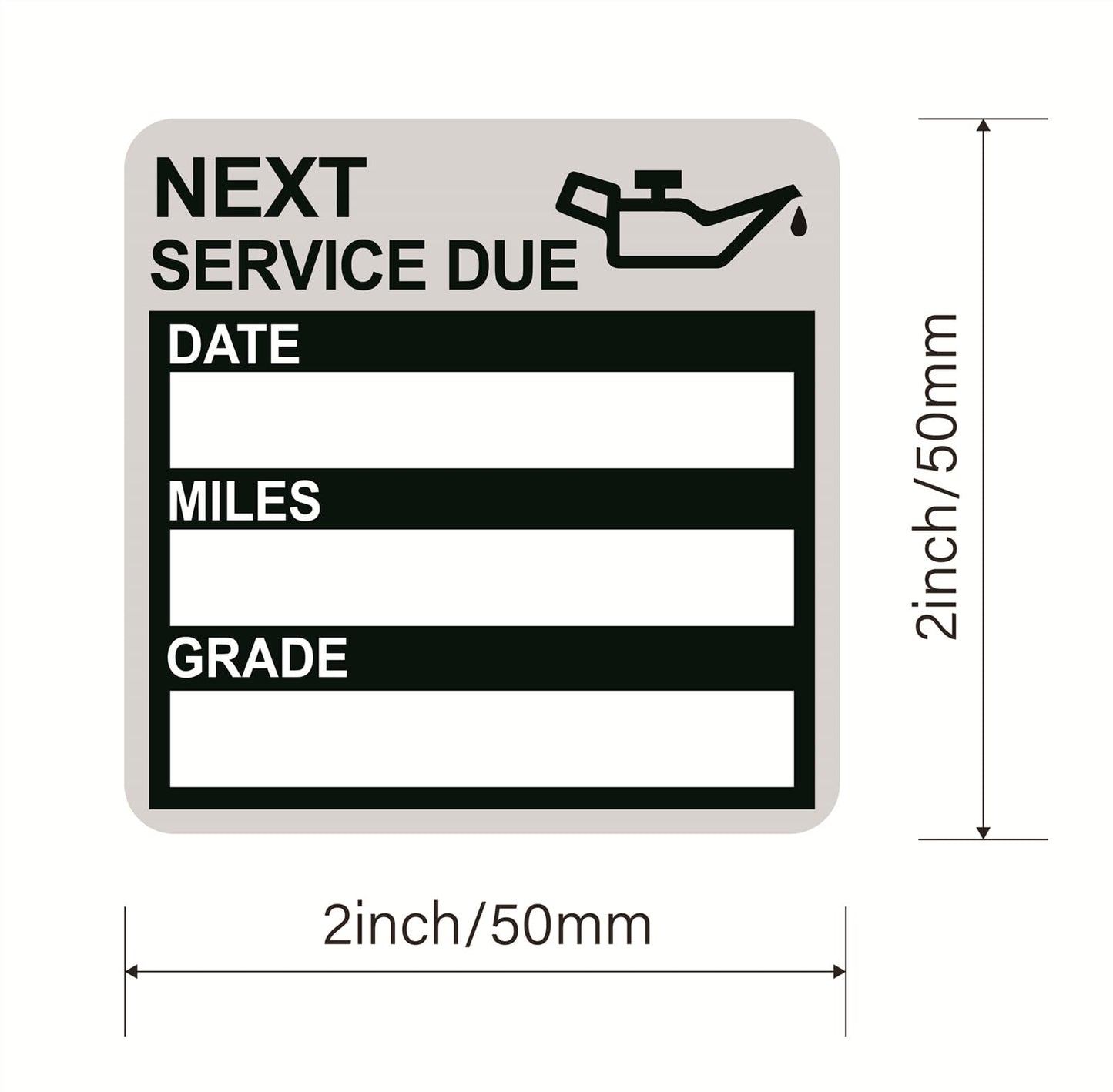 Oil Change Sticker Static Cling, 2inch 60pcs Black Oil Change Remind Sticker with No Residue
